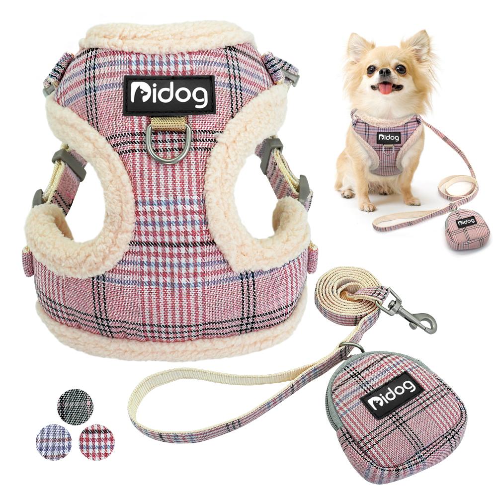 Buy Soft Small Dog Harness Leash Set With Food Bag Puppy Pet Warm Mesh Vest Harness Walking