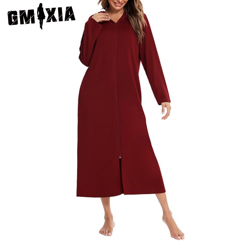 

GMXIA Кардиган на молнии Весенние, осенние и зимние пижамы Домашние женские ночные сорочки L бордовый