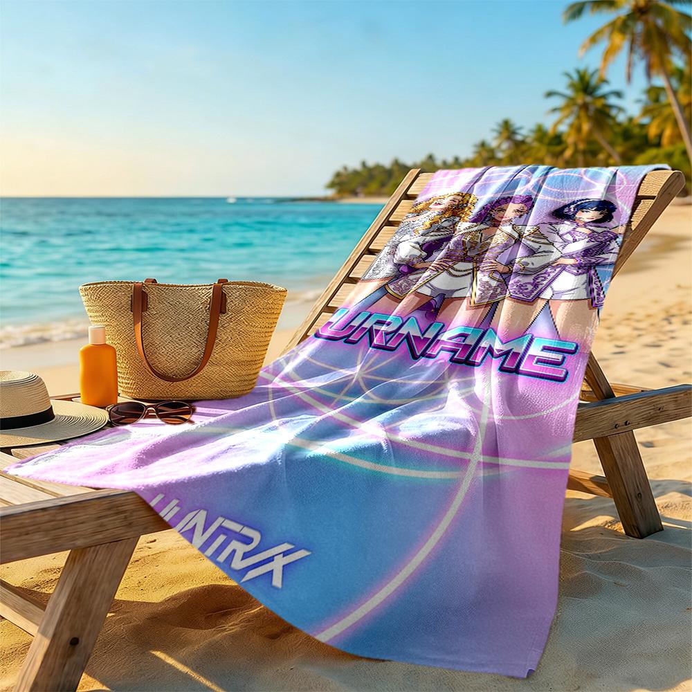 Demon Hunter Girls Customizable Name Beach Towel Quick-Dry Soft Microfiber Portable for SwimmingBeachCamping Travel Beach AccessoriesGym