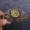 Natural Ammonite Fossil Gemstone Copper Wire Wrap Cuff Bangle Adjustable k7y53