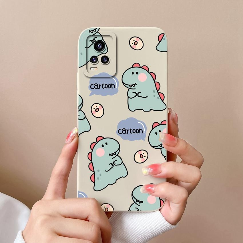 For Vivo V15 S10 Y75 S16 V17 Y77 Phone Bags Naughty Cartoon Dinosaur Patterns Camera Protection Shockproof Silicone Cover Case For Vivo Bumper Housing