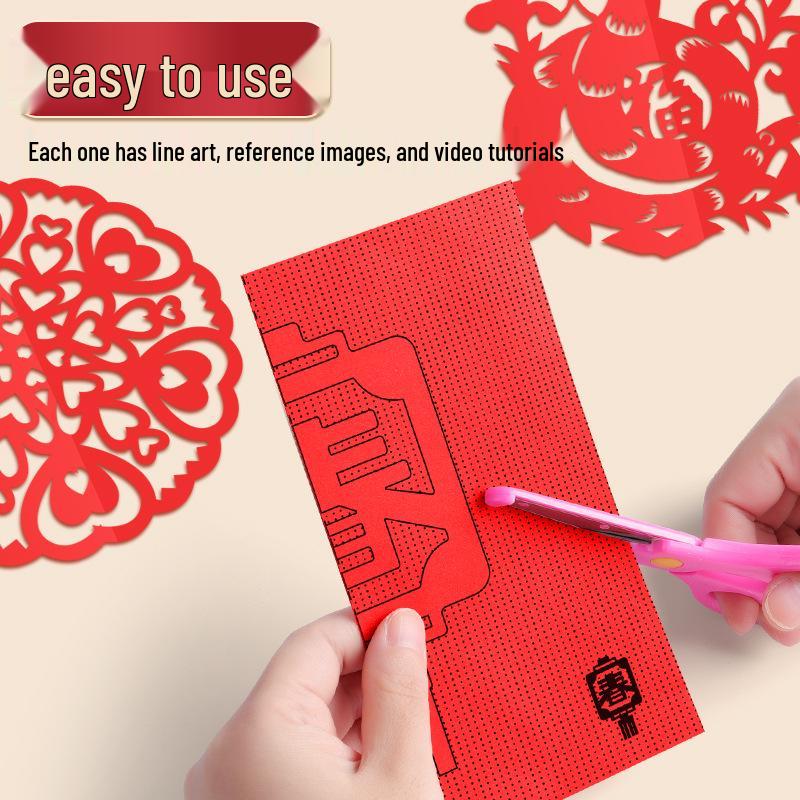 2025 Year of the Snake Spring Festival DIY Paper-Cutting Patterns for Kids: New Year Window Decoration for Elementary Students