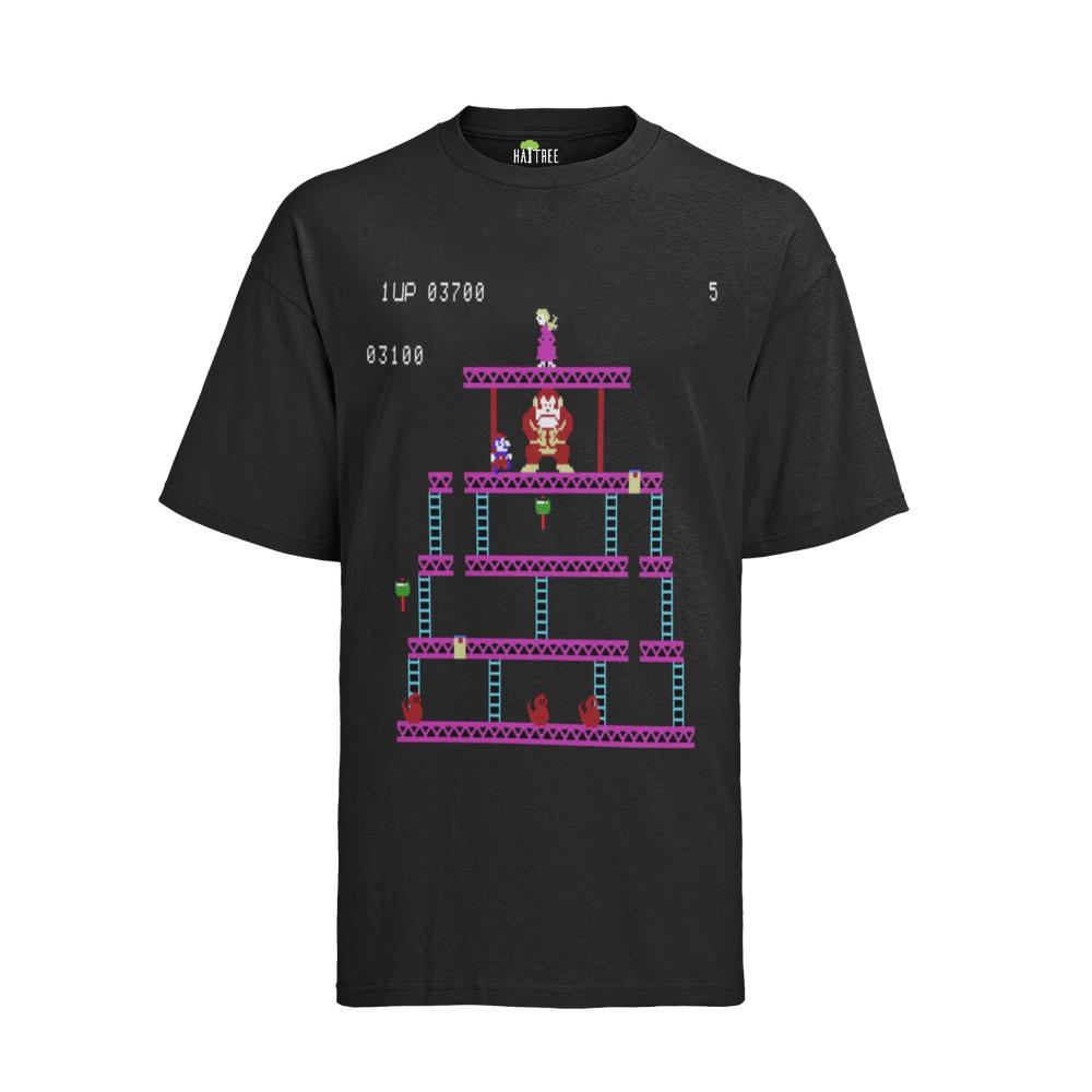 Top Retro Donkey Kong Series Mario Nintendo Monkey Game T-Shirt Mens 1 Up Level