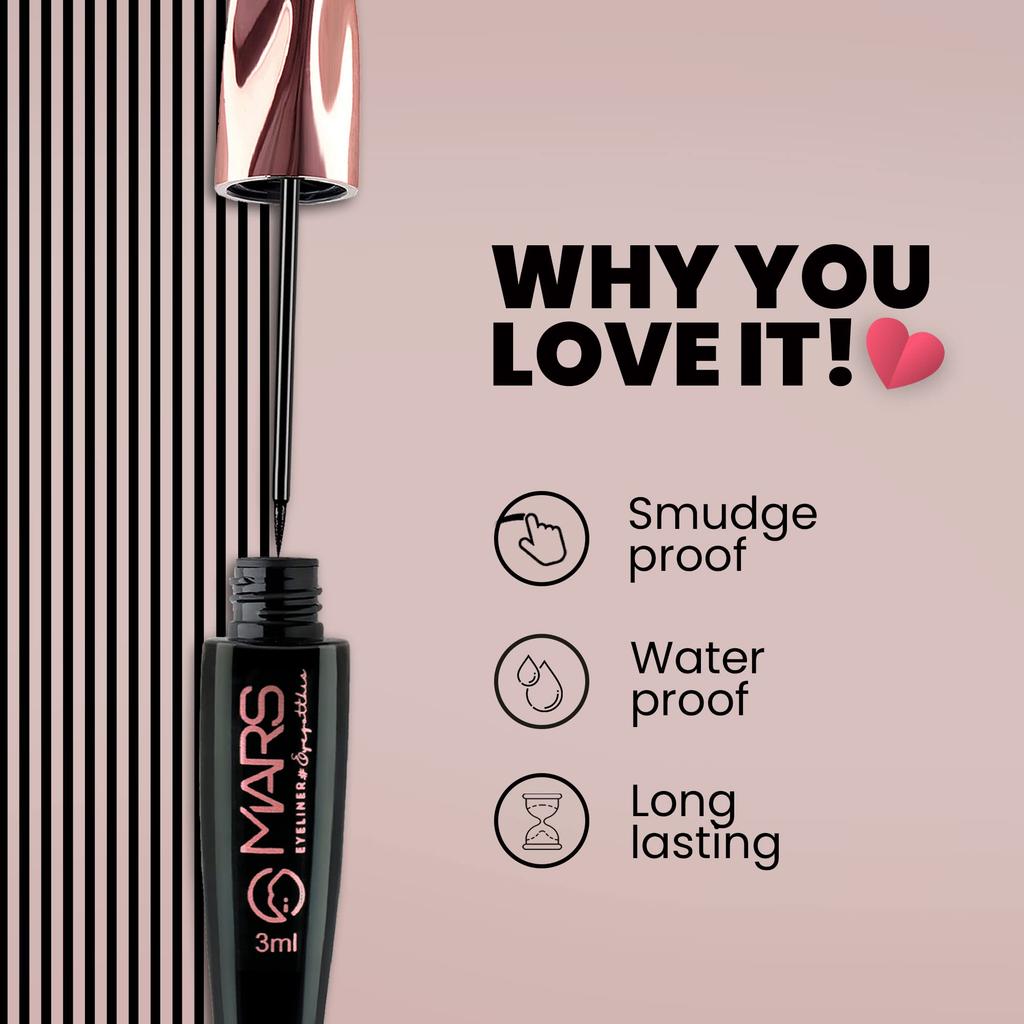 MARS Glossy Liquid Eye Got This Eyeliner | Quick Drying & Smudge Proof | Long Lasting Eye Liner with Fine Tip (7 ml)