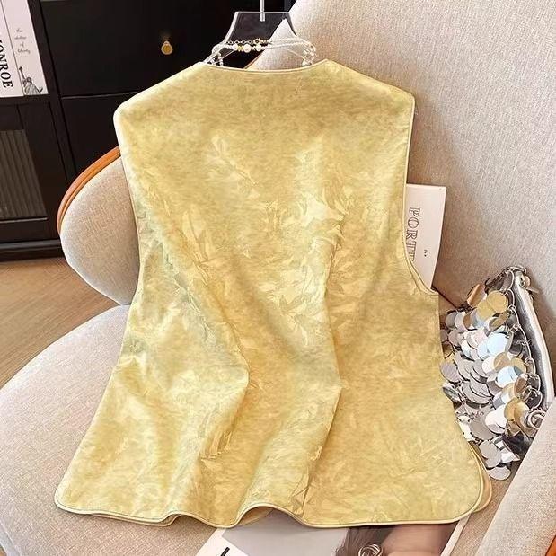 Summer yellow embroidered vest, new jacquard outer vest, fashionable and versatile