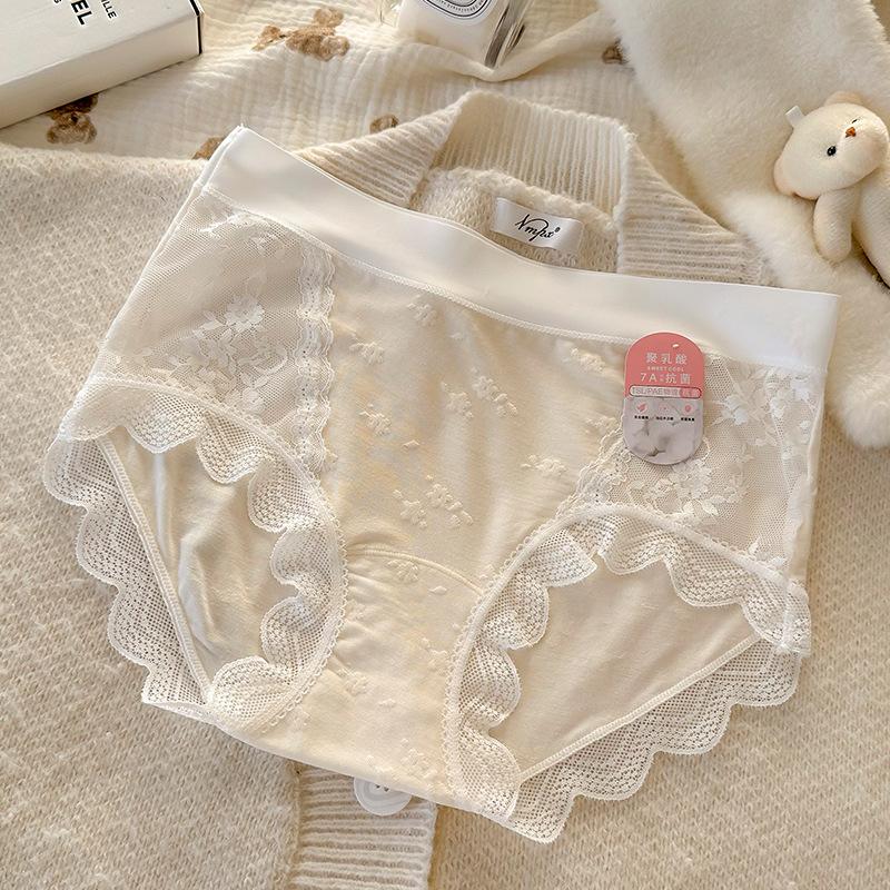 Women S Mid Waist Lace Modal Underwear 7a Antibacterial Plus Size Panties