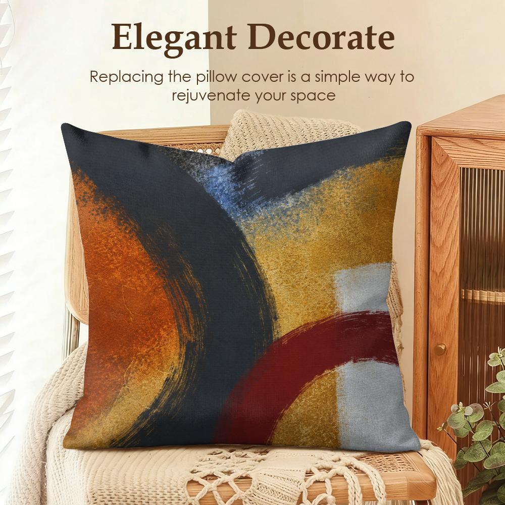 Abstract Arc Pattern Cushion Cover Natural Linen Organic Fabric DoubleSided Printing Sofa Home Decor Gift Pillow Case