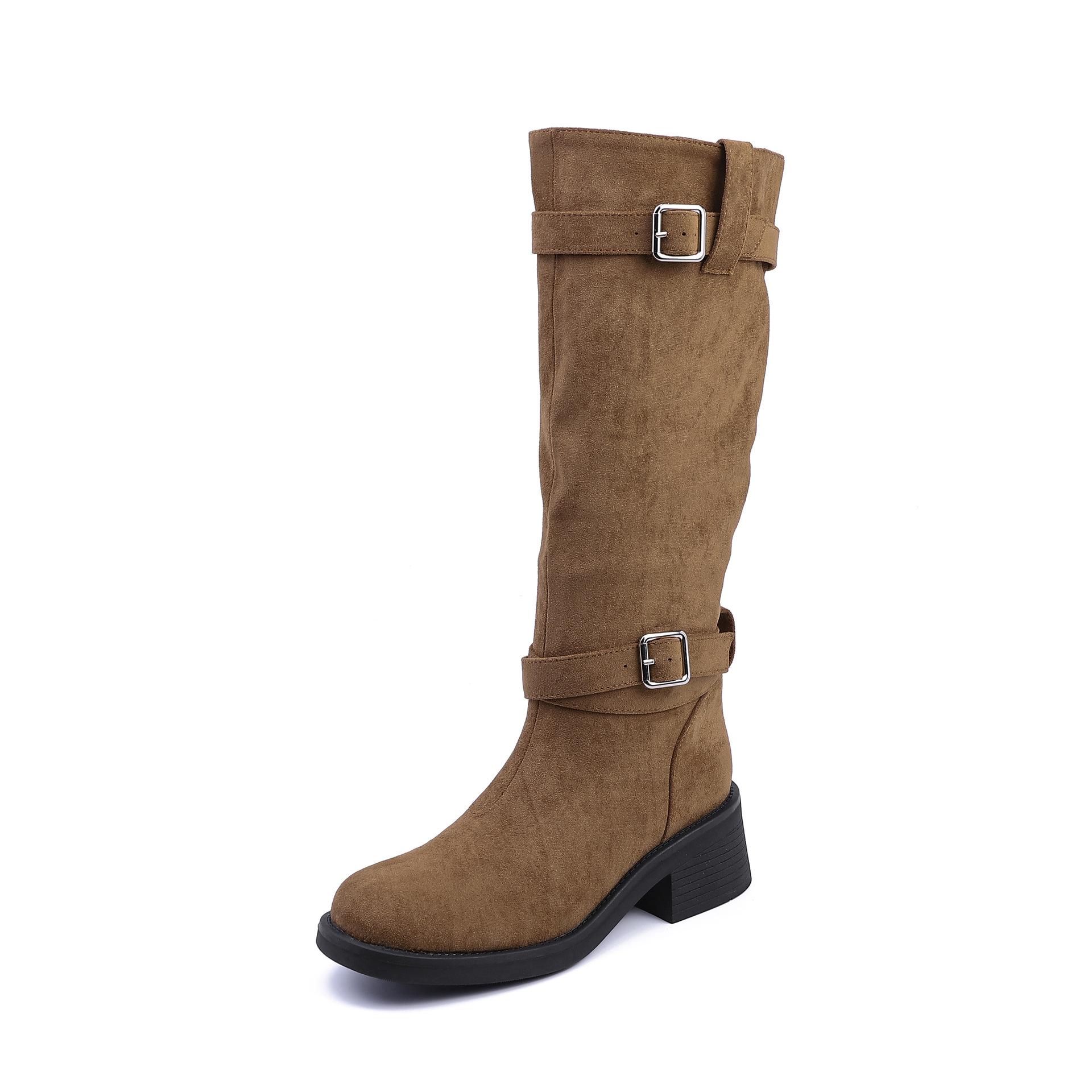 

Зимние новые рыцарские сапоги модные сапоги-чулки интернет-знаменитости с длинным голенищем до колена на толстой подошве женские универсальные повседневные 40 хаки