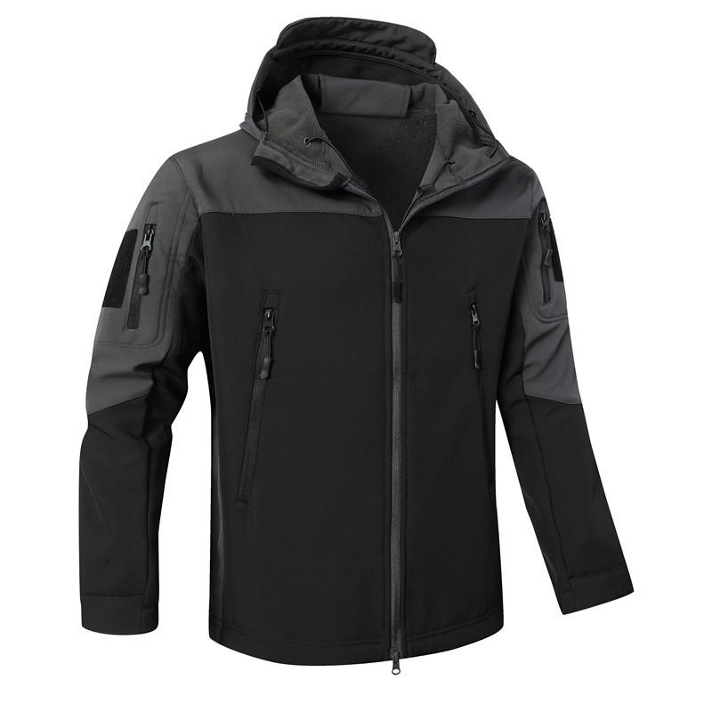 Splicing Shark Skin Ladejacke Winddicht Taktisch Frühling, Herbst Und Winter Herren Softshell Funktionale Jacke Mit Kapuze