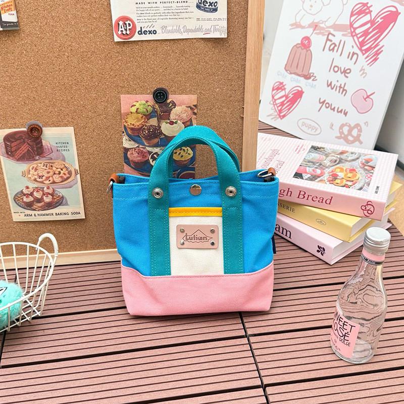 Spring Canvas Bag With Contrast Color Design For Casual Travel And Urban Lifestyle
