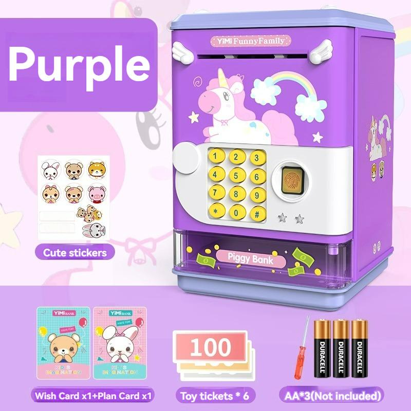 Sparschwein für Kinder, Geldautomatencode, Fingerabdruck-Entsperrung, Spardose mit Musikgeschichte, Sparschwein-Spielzeug für Kinder, Weihnachtsgeschenke für Jungen und Mädchen