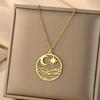 Kinitial Cactus Saturn Planet Infinity Lips Bird Landscape Sun Mountain Stainless Steel Pendant Necklace For Women Jewelry Gift