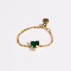Pink Purple Green Zircon Heart Pull-out Chain Adjustable Rings For Women Fashion New Jewelry Gift Party Wedding Anillos Mujer