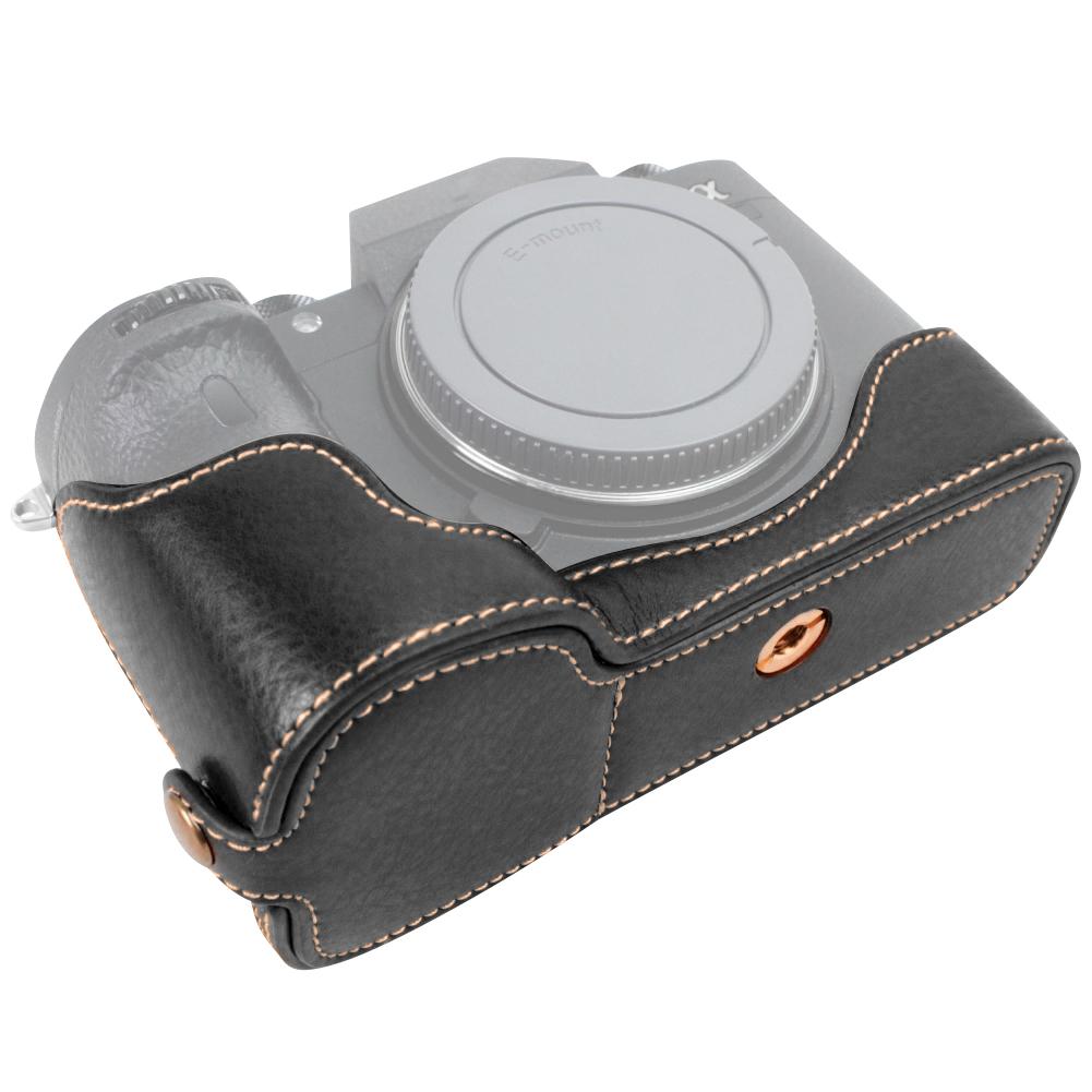 Hochwertige PU-Leder Kamera Halbtasche Griff Tasche Schützende Bodenabdeckung für Sony A9 A7RIIi A7III weniger als br mehr