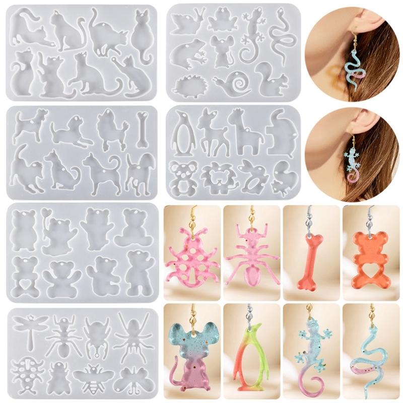 Silicone Earring Molds Animal Series Resin Drop Moulds Crafting Pendant Molds Suitable for Jewelry and Craft Project
