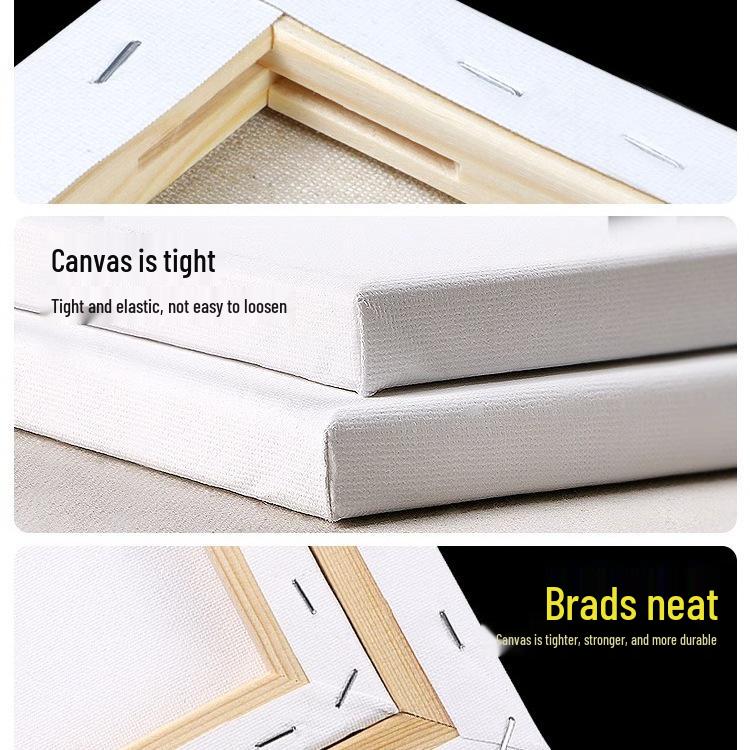 Long Strip Solid Wood Framed Canvas: Rectangle Acrylic Painting On Pure Cotton Linen