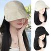 Bucket Hat Fisherman Hat with Wig Wide Brim Short Straight Hair Simple Women Sun Cap Wig  Travel