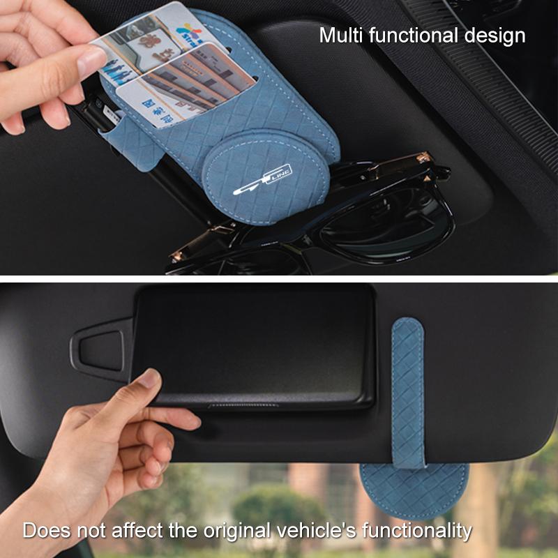 EWDM7 Leather Car Visor Glasses Clip for Kia GTLine EV9 Seltos Picanto Sorento MQ4 Carnival KA4 Morning K5 K3 Carens Sunglasses Holder