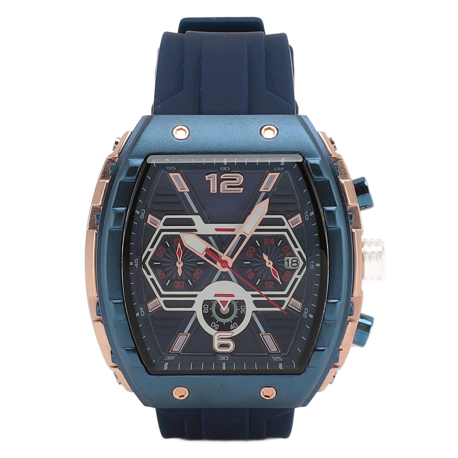 

Men Quartz Watch Accurate Timing Waterproof Wrist Watch with Silicone Strap for Business Casual синій