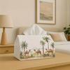 2D Flat Printing, Box Desert And Palm Tree-Arabic Region Themed Napkin Dispenser, Compatible with Tissues/Rolls/Sheets, Decorative for Home, Car, Part