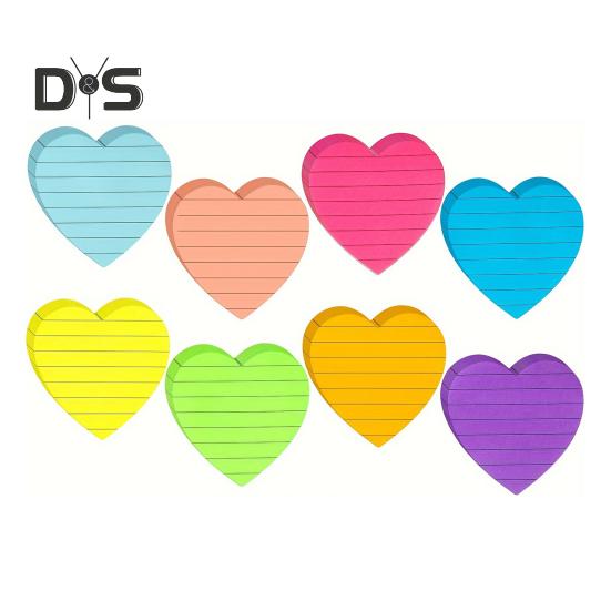 Post-it-lappar Set 8 Färger Hjärta Fyrkantiga Former Avtagbara Rena Smidiga Skrivpost-it-lappar Hemmakontor Skolmaterial