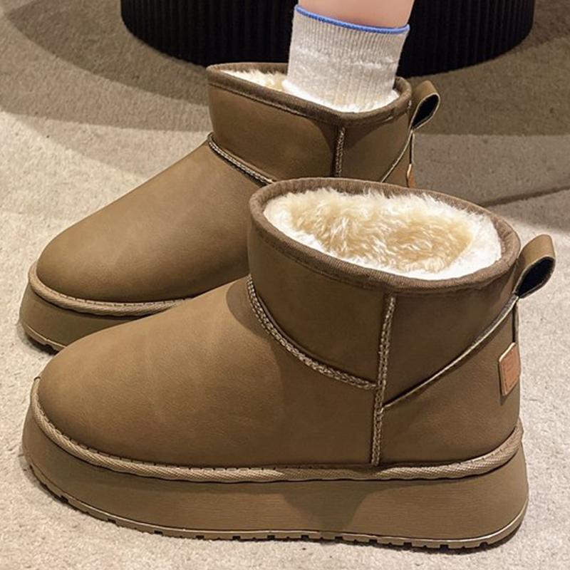Fashion Winter Solid Color Platform Plush Snow Boots Woman Faux Fur Warm Ankle Boots Women Comfortable Plus Size Non Slip Botas Female