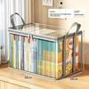 Transparent Book Storage Box with Handle Waterproof Dustproof Thickened Plastic Organizer Bins for Bedroom Book Storage