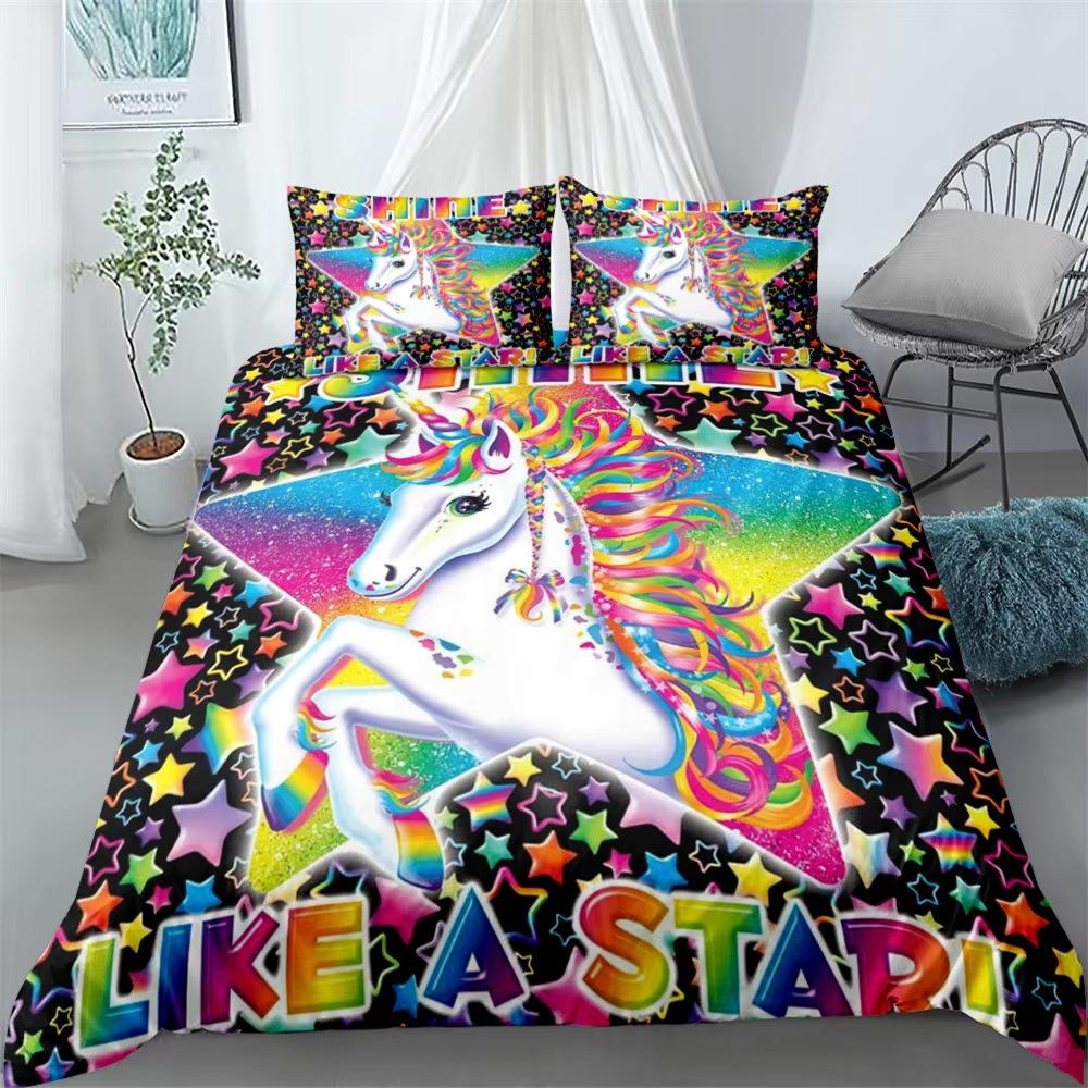 Unicorn Down Comforter Set Bedding Set 3-piece Duvet Cover Set