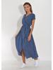 2024 European & American Women's Summer V-Neck Print Tie-Up Dress