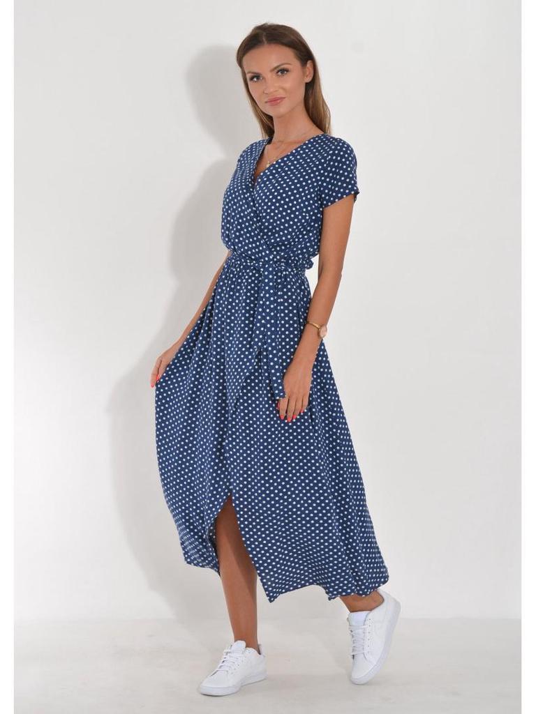 2024 European & American Women's Summer V-Neck Print Tie-Up Dress