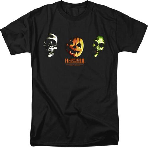 

Halloween III Three Masks Adult 18/1 T-Shirt Black Unisex T-Shirt XXXXL