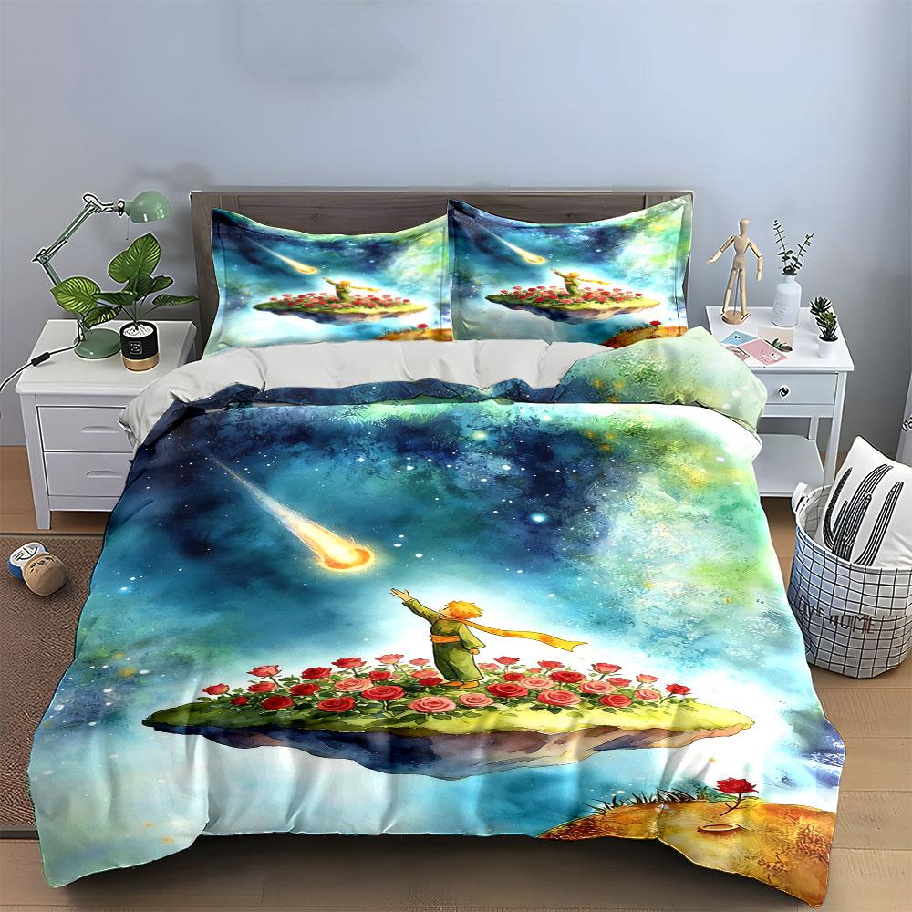 Planet, roses, meteor, figure. Bedding sets Duvet cover sets Duvet covers Pillowcases(1 * Duvet Cover 2 * Pillowcases, without duvet insert)