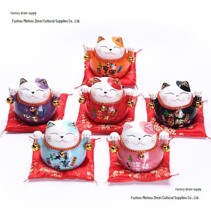 Large Ceramic Lucky Cat Ornament: Creative Piggy Bank & Home Decoration Gift
