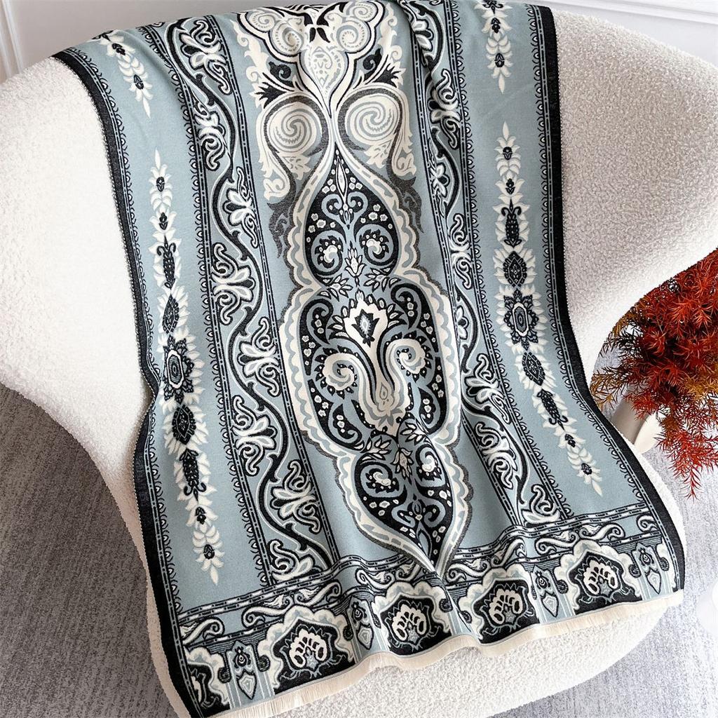 Autumn And Winter Imitation Cashmere Jacquard Retro Cashew Nut Ethnic Style, Women'S Scarf Shawl Dual-Purpose