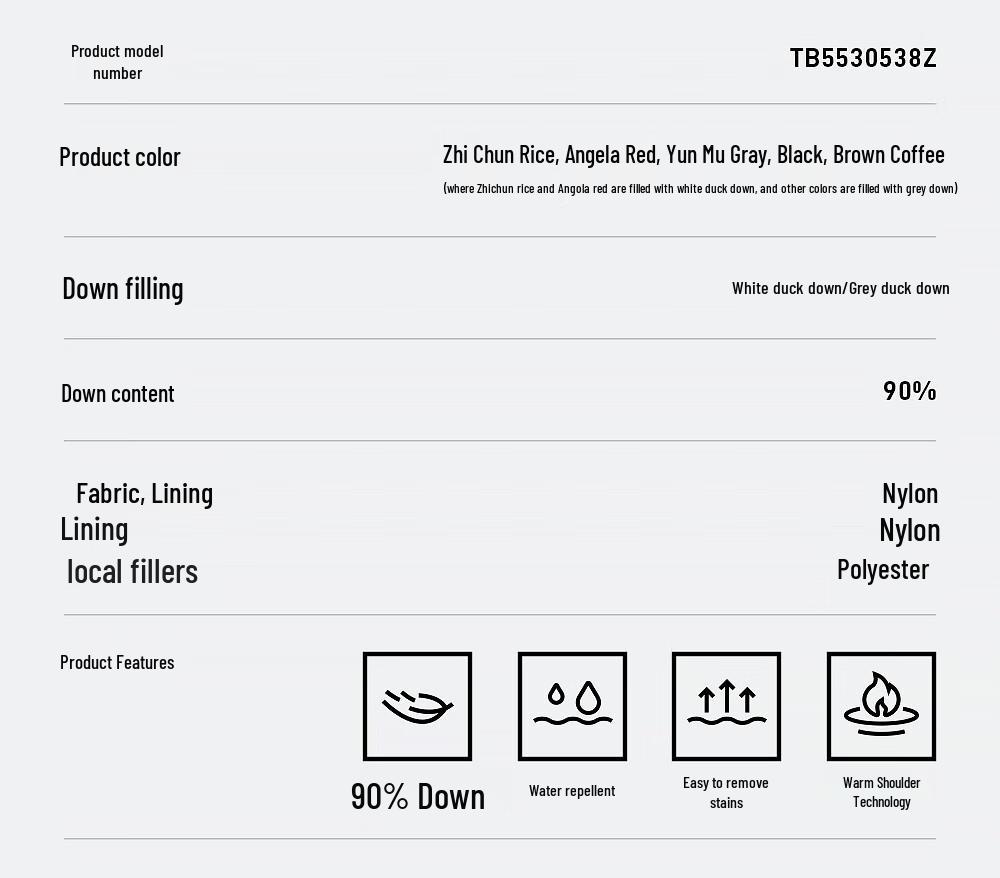 Tanboer Women's Short Puffy Down Jacket with Detachable Hood TB5530538Z