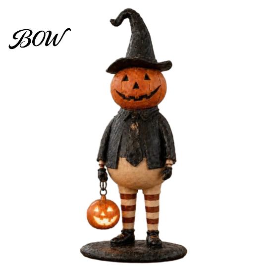 Harz Herbst Tischdekoration Kürbis Hexe Figur, Gruselige Halloween Statue mit Laterne, Saisonal Bauernhaus Vintage Gotisch für Tischplatte Kaminsims Regal