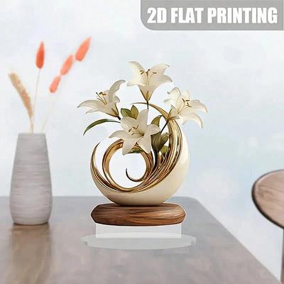 Minimalistische Luxe Moederdag Bureau Bloemen Acryl Kunst Decoratie