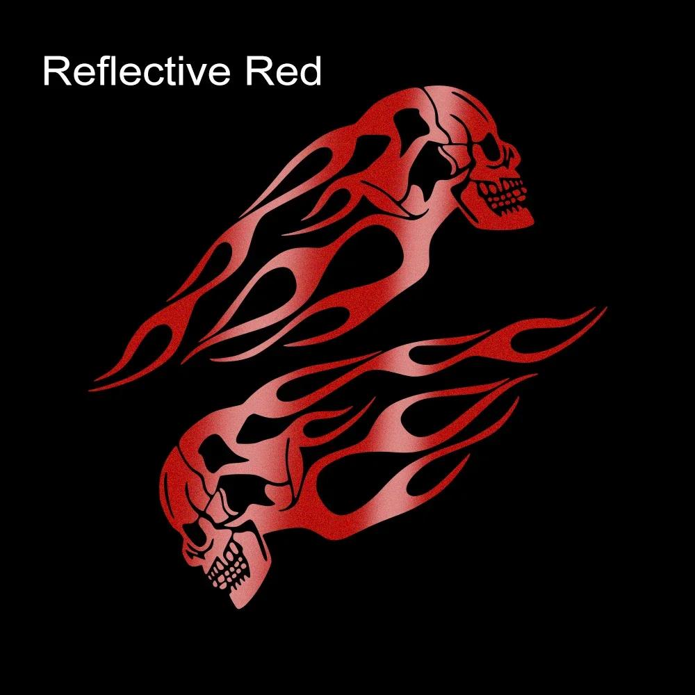 

2PCS Motorcycle Oil Tank Stickers Creative Universal Motorbike Flame Skull Decals Tank Reflective Waterproof Decor Accessories красный