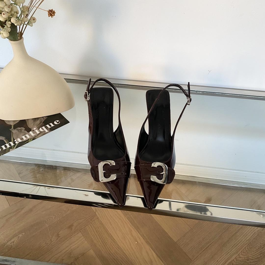 

Нишевые туфли на высоком каблуке, сумка, сандалии с головой, весна и лето, новые, темпераментные с пряжкой, с юбкой, туфли-лодочки 40 бордовый