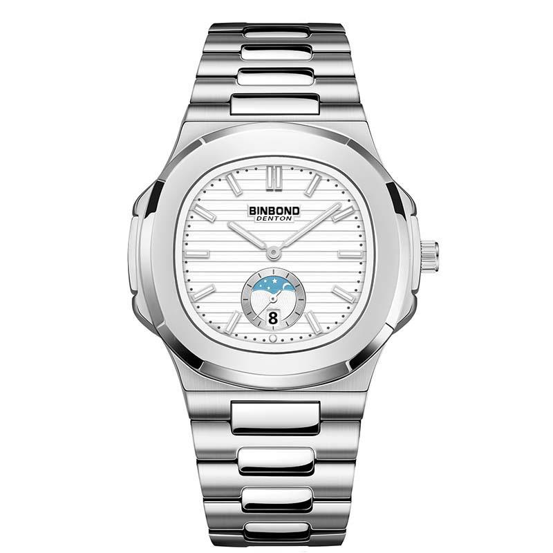 Men's Classic Chinese Style Retro Quartz Watch with Waterproof Steel Band - Versatile Casual Square Design