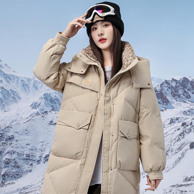 FivePlus Women s Mid-Length Hooded Winter Down Jacket 2XL