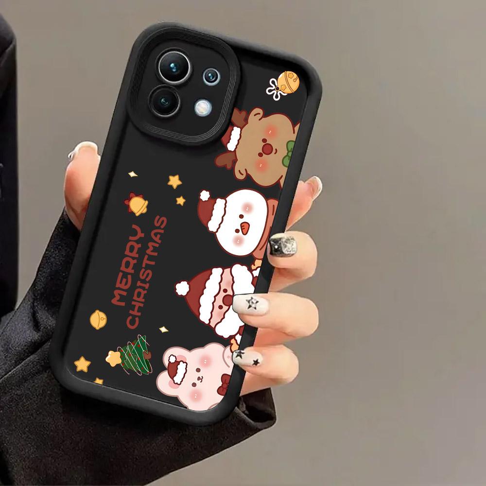 Christmas Snowman Elk Cute Phone Case For Xiaomi 17 Pro Max 15T 14T 13T 11Lite Poco X6 X7 F5 F7 M6 M7 Pro 5G Soft Perfect Cover