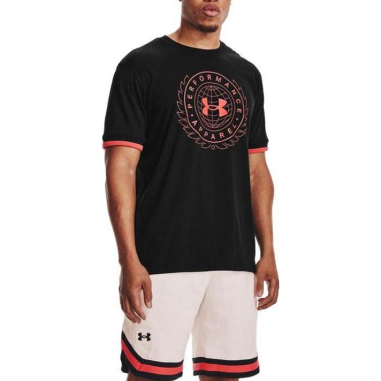 Under Armour T-shirt d'entraînement à col rond imprimé logo coupe ample manches courtes homme hauts noir 1361665-001