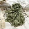 New Solid Color Wool Scarf Women's Retro Dirty Dyed Striped Shawl Scarf