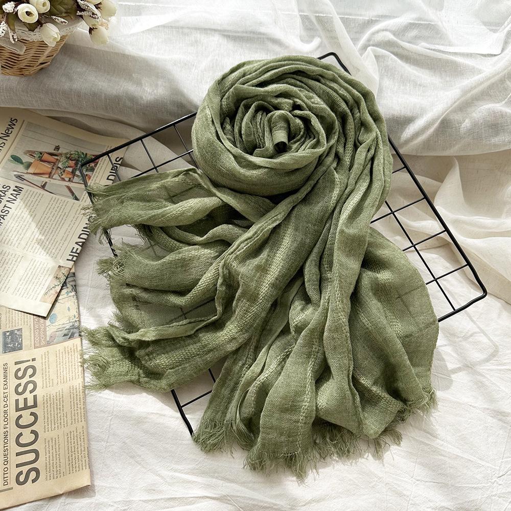 New solid color wool scarf women's retro dirty dyed striped shawl scarf