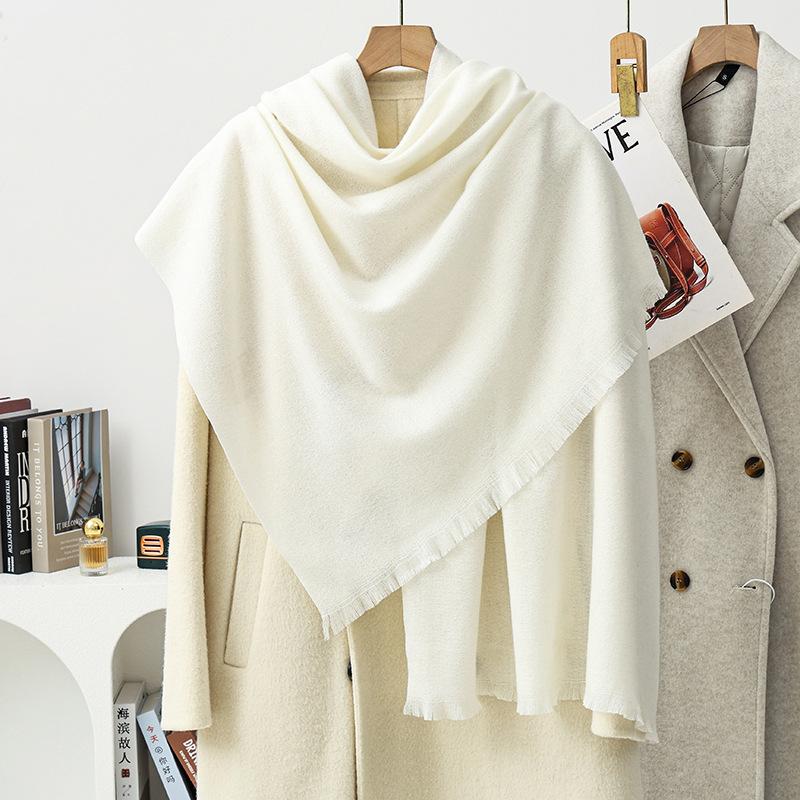 Short Beard Scarf Light Luxury High-end Cashmere Scarf Women's Winter New Korean Men's Shawl Solid Color