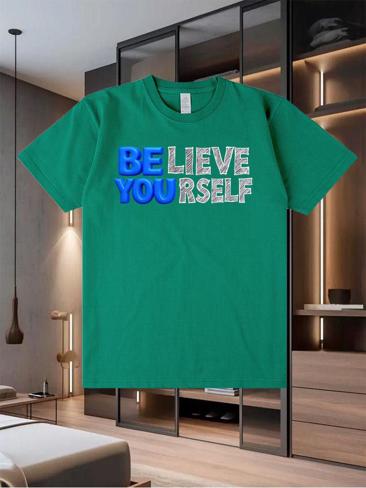 New Men's Printed T-Shirt for Summer a Trendy Street-Style Short-Sleeve Breathable Top from a Popular Brand