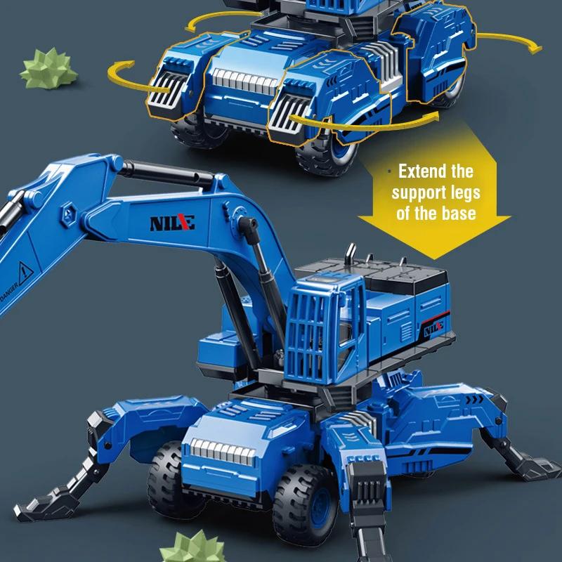1/50 Truck Model Excavator Tractor Sliding Toy Diecast Engineering Deformation Vehicle Collection Display Toys For Boys Girls