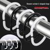 32 Oversized C-Shaped Shower Curtain Rings & Hooks - Roman Rod Compatible, Large Buckle Loops