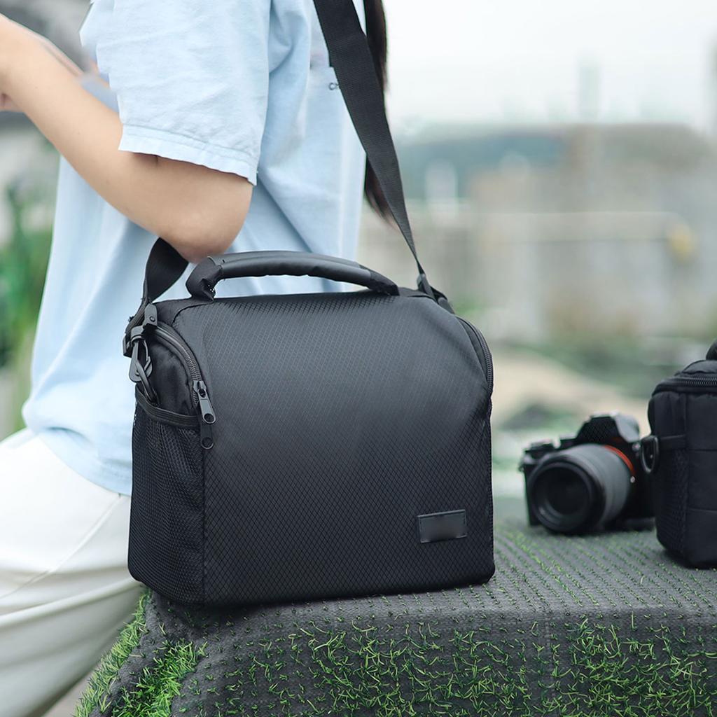 DSLR Camera Case Large Capacity Water Proof Polyester Portable Mirrorless Camera Case with Detachable Shoulder Strap for Camera Lens Accessories L